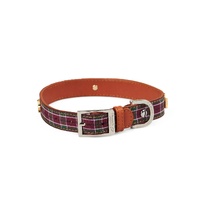 Hamish McBeth Purple Tartan Leather Dog Collar