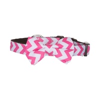 Hamish McBeth Pink Chevron Bowtie Collar for dogs