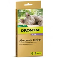 Drontal  Allwormer Ellipsoid Tablets Cat 4kg 4Pack
