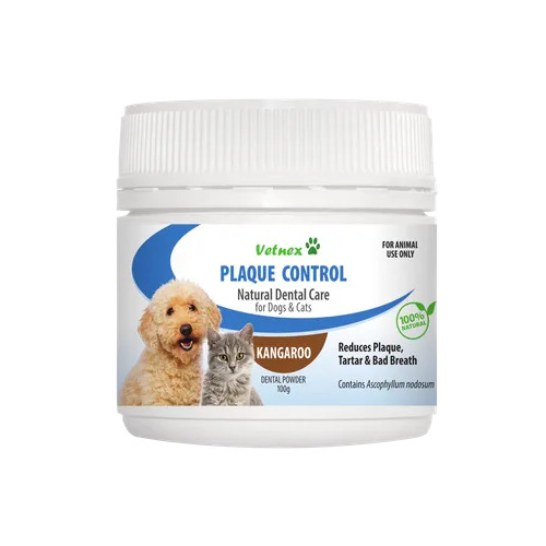 VETNEX PLAQUE CONTROL DENTAL POWDER FOR DOGS & CATS 100G Kangaroo Flavour