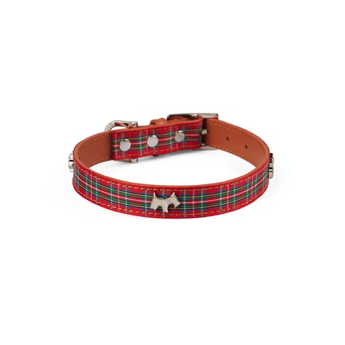 Hamish McBeth Red Tartan Leather Collar Small