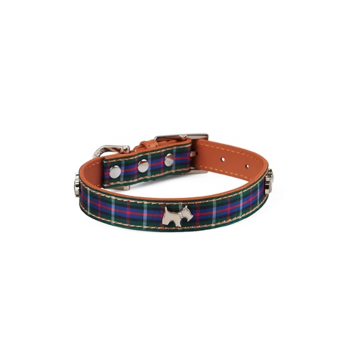 Hamish McBeth BLUE TARTAN Leather DOG COLLAR small