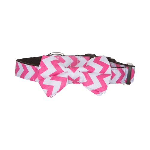 Hamish McBeth Pink Chevron Bowtie Collar for dogs small