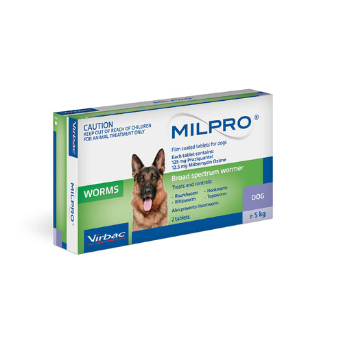 Milpro All Wormer for Dogs over 5kg 2pk