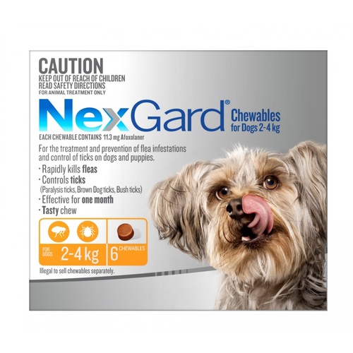 Nexgard Chewable Flea & Tick Control [ Dog weight:2-4kg;Pack Size:3 pack ]