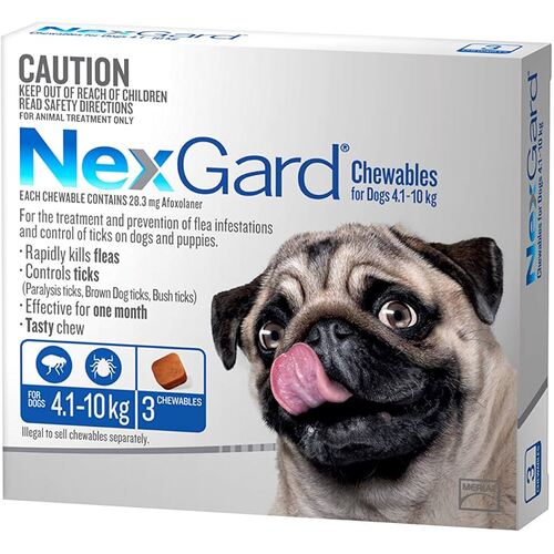 Nexgard Chewable Flea & Tick Control [ Dog weight:4-10kg;Pack Size:6 pack ]