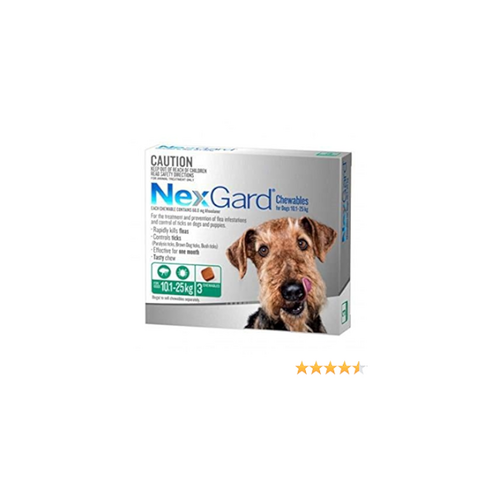 Nexgard Chewable Flea & Tick Control [ Dog weight:10-25kg;Pack Size:6 pack ]