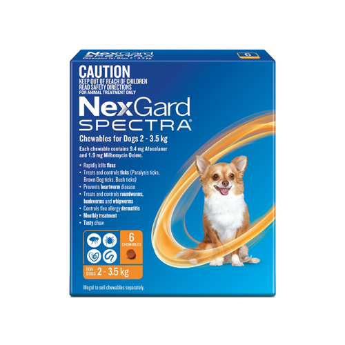 NexGard Spectra 6 pack - Dog Weight: 2 - 3.5kg